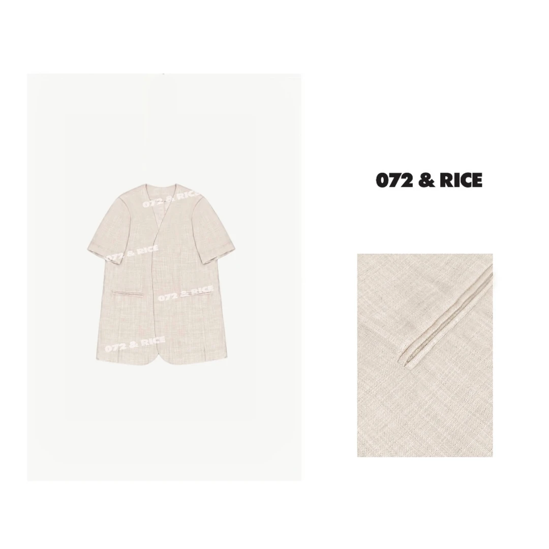 072 & RICE【麦露】亚麻+莱赛尔 春夏休闲V领短袖外套 BW138 FF