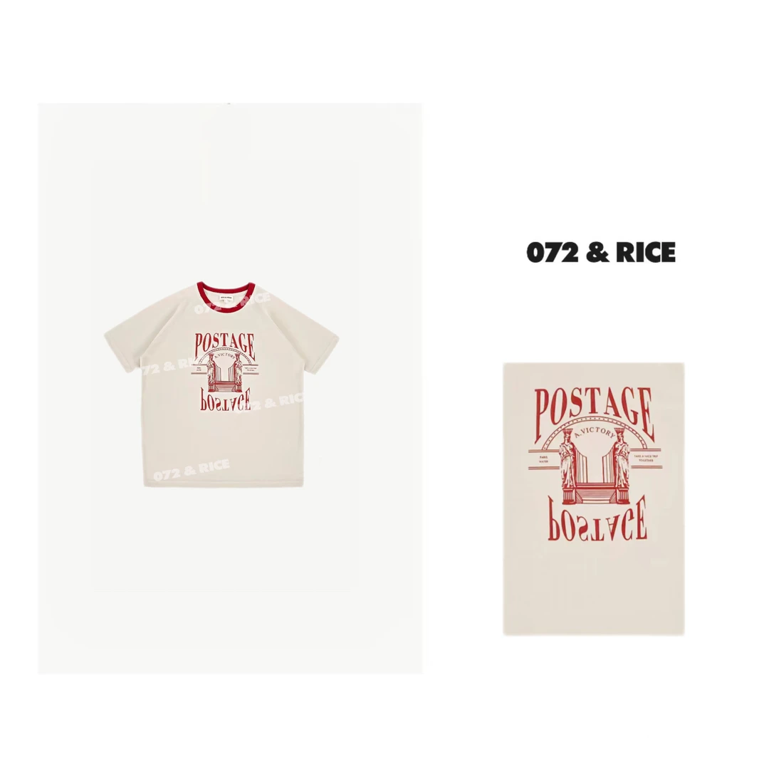 072 & RICE【维纳斯】夏季休闲圆领印花插肩短袖T恤 W0272