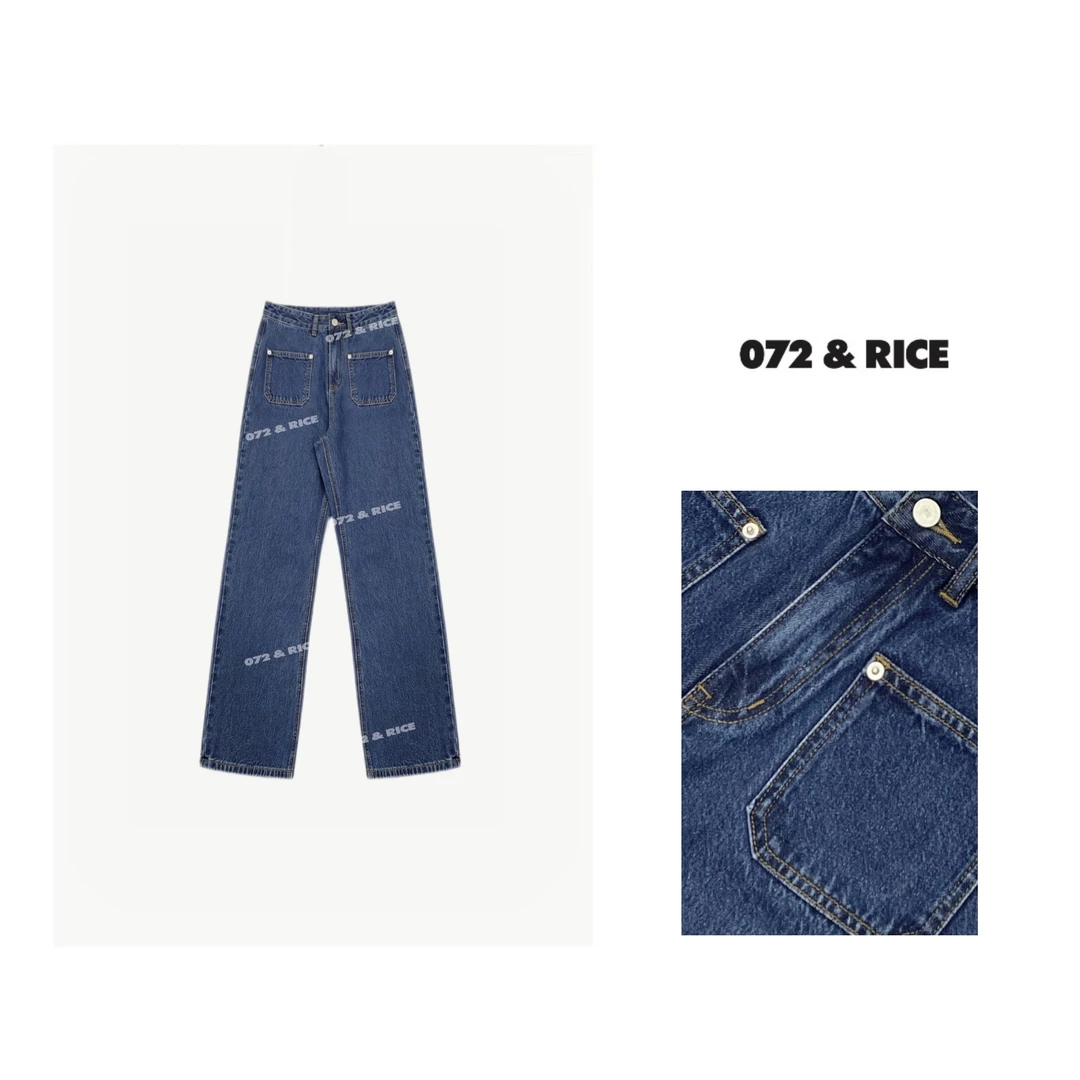 072 & RICE【贴袋裤】100纯棉 秋季水洗直筒牛仔长裤 CB043 125FF
