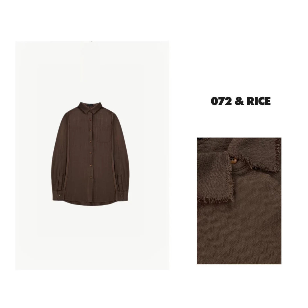 072 & RICE【红茶】春季休闲翻领散口长袖衬衫 NB282Z 125FF