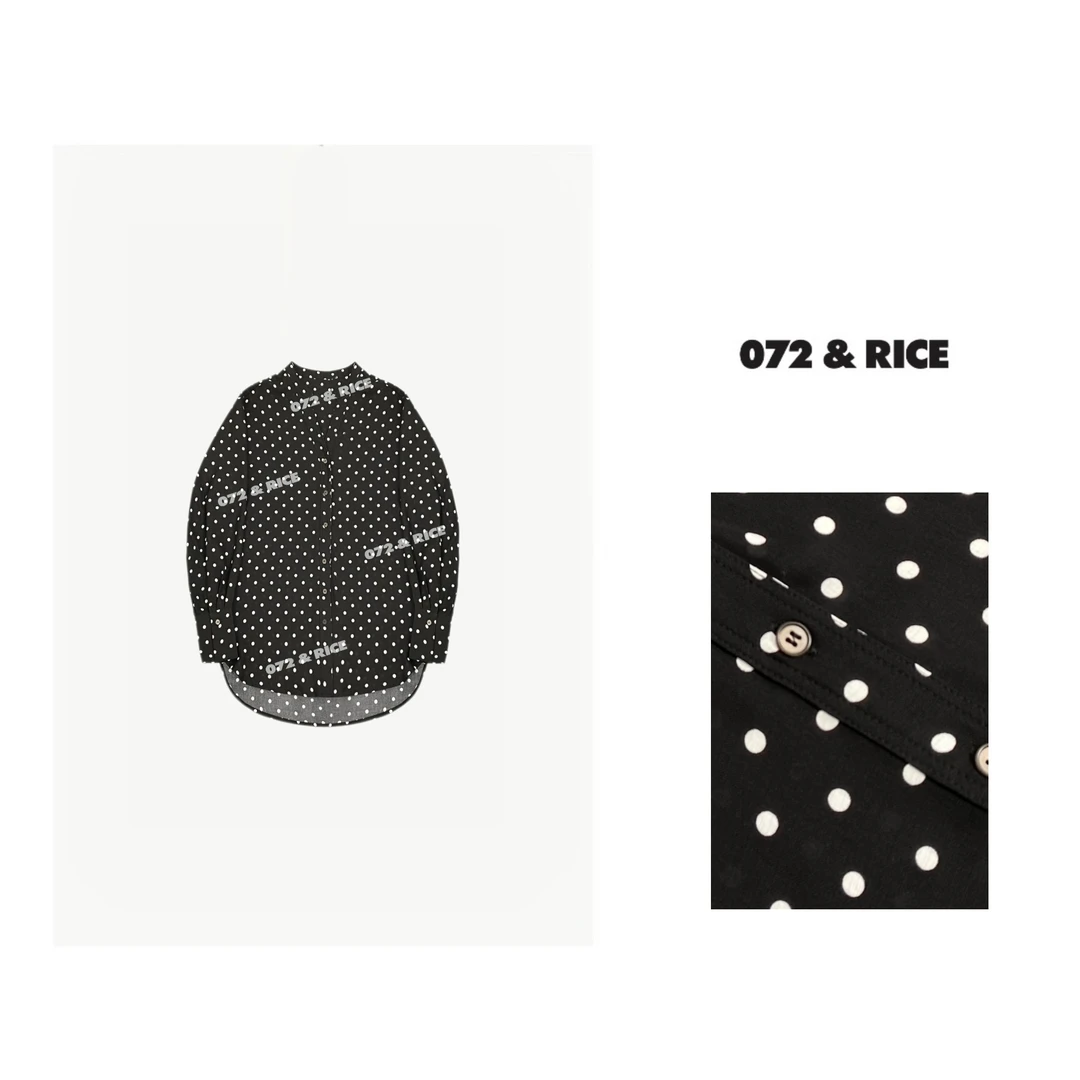 072 & RICE【点点】夏季休闲V领单排扣长袖衬衫 24UC10 FF