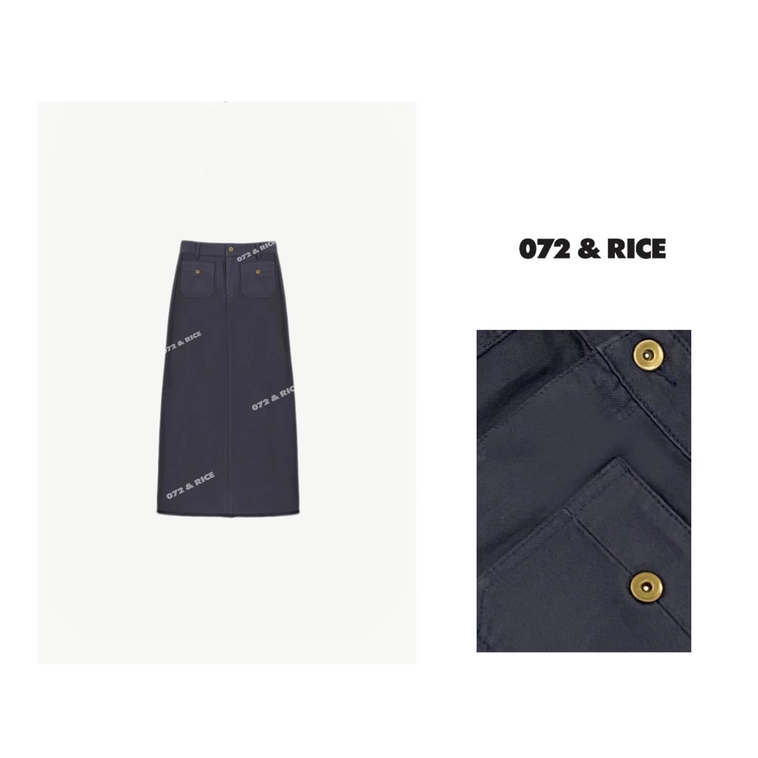 072 & RICE【铜扣裙】100纯棉 夏季休闲双口袋牛仔半身裙 CB035 FF