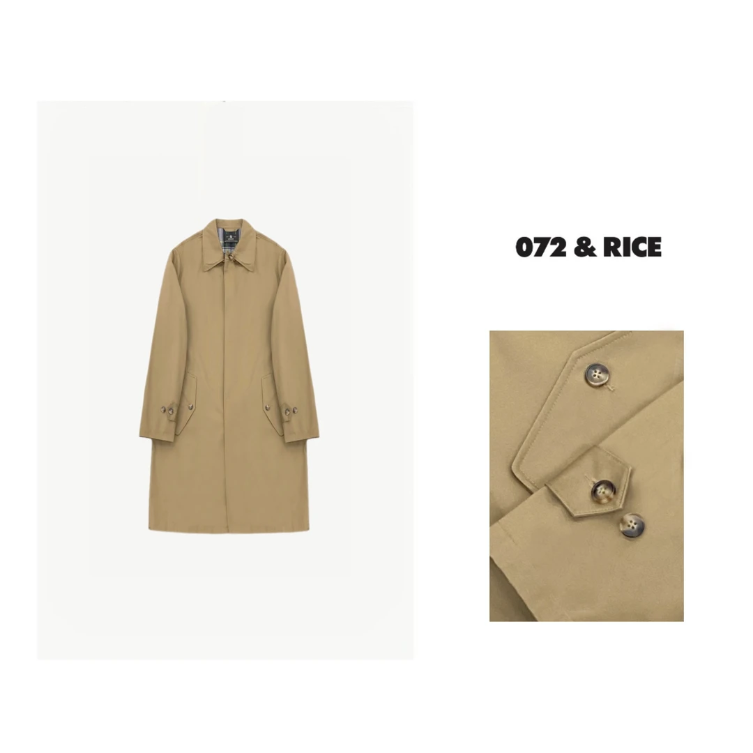072 & RICE【机场】100纯棉 秋季翻领格纹长袖风衣外套 XB052 FF