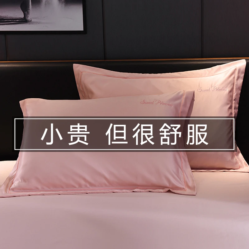 网红款夏天丝滑冰丝枕套一对装夏季成人枕头套夏凉枕芯内胆套双人