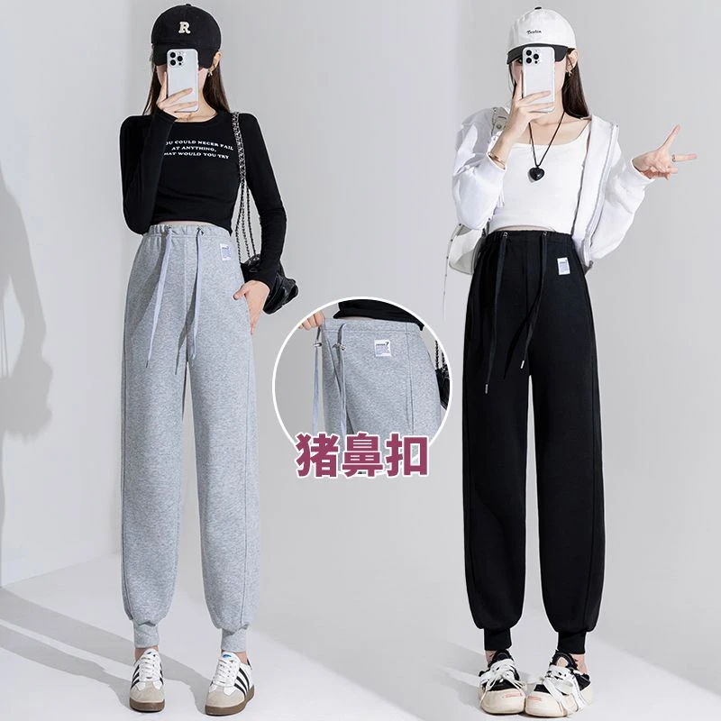 无托腹抽绳孕妇裤子秋冬季外穿时尚孕妇运动休闲裤百搭束脚卫裤子