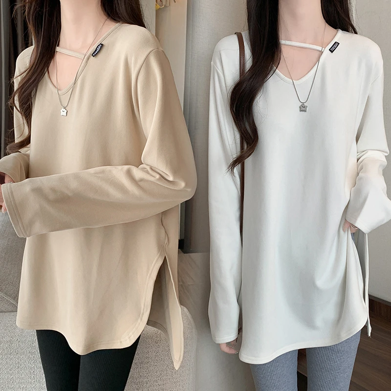 孕妇装棉包领孕妇装长袖宽松百搭秋装2023新款上衣T恤打底衫秋装