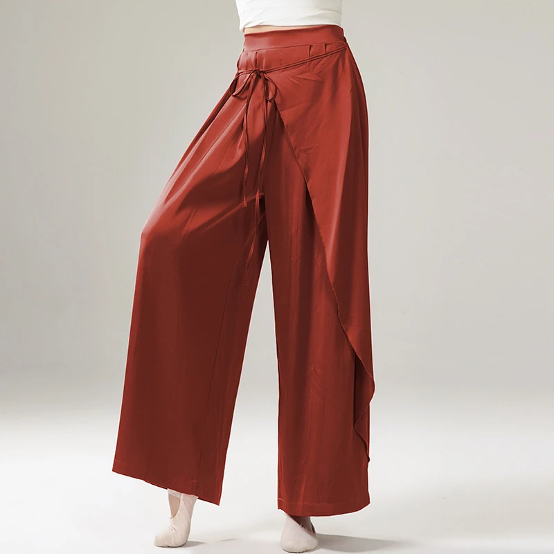 古典舞舞蹈裤宽松飘逸侧开叉裙裤现代舞中国舞练功阔腿裤演出服