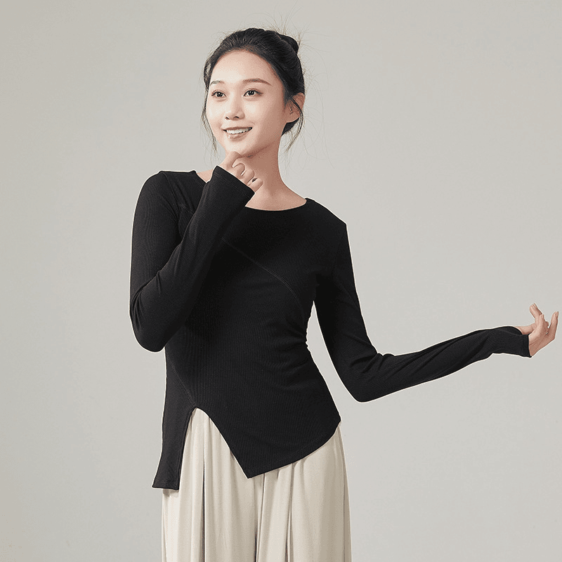 现代舞蹈服练功服女秋冬2023款跳舞长袖上衣古典形体服艺考教师