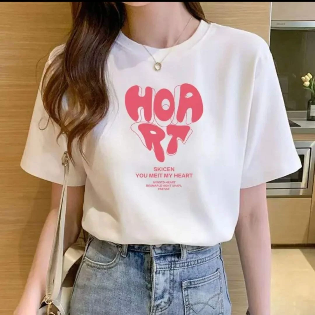 2023纯棉宽松t恤大码休闲显瘦印花百搭打底圆领夏季遮肚印花端走