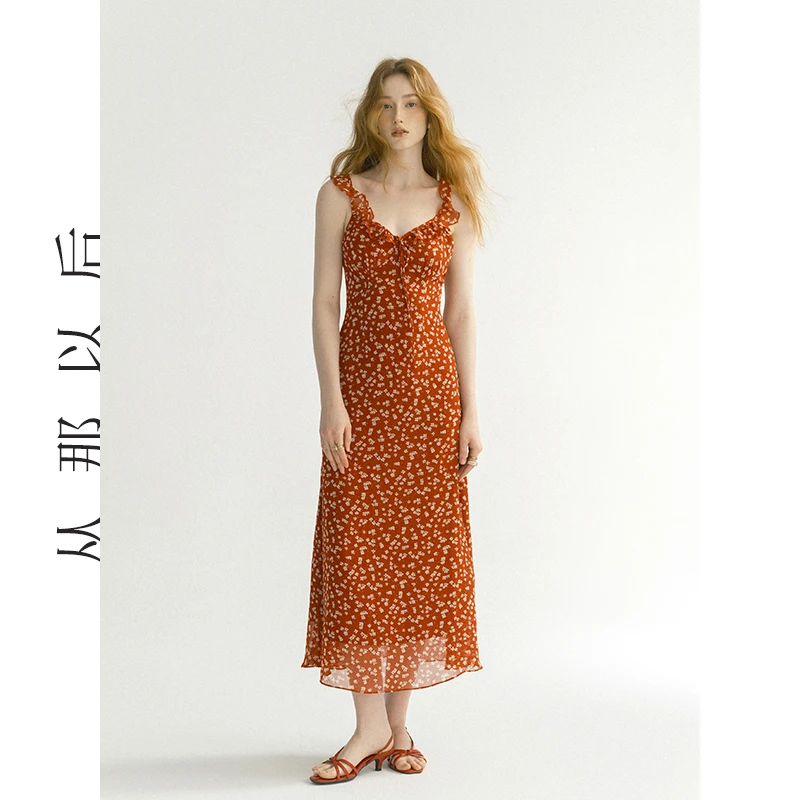 【恩雅的姐子们专属】SINCE THEN红莓覆盆子法式度假连衣裙海边长裙