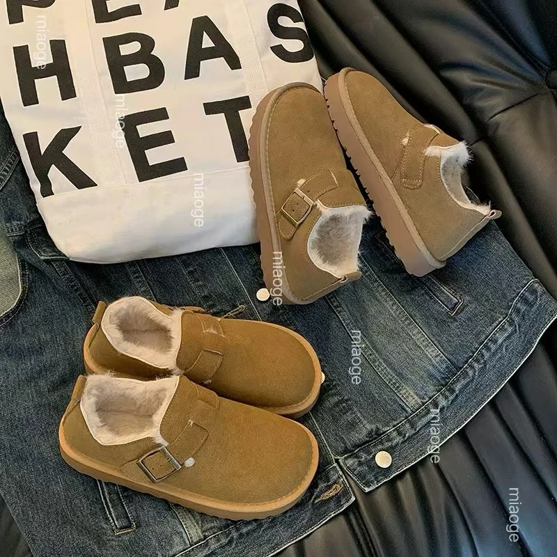 【麦麦推荐】厚底勃肯鞋女加绒2024冬新款加厚保暖雪地靴