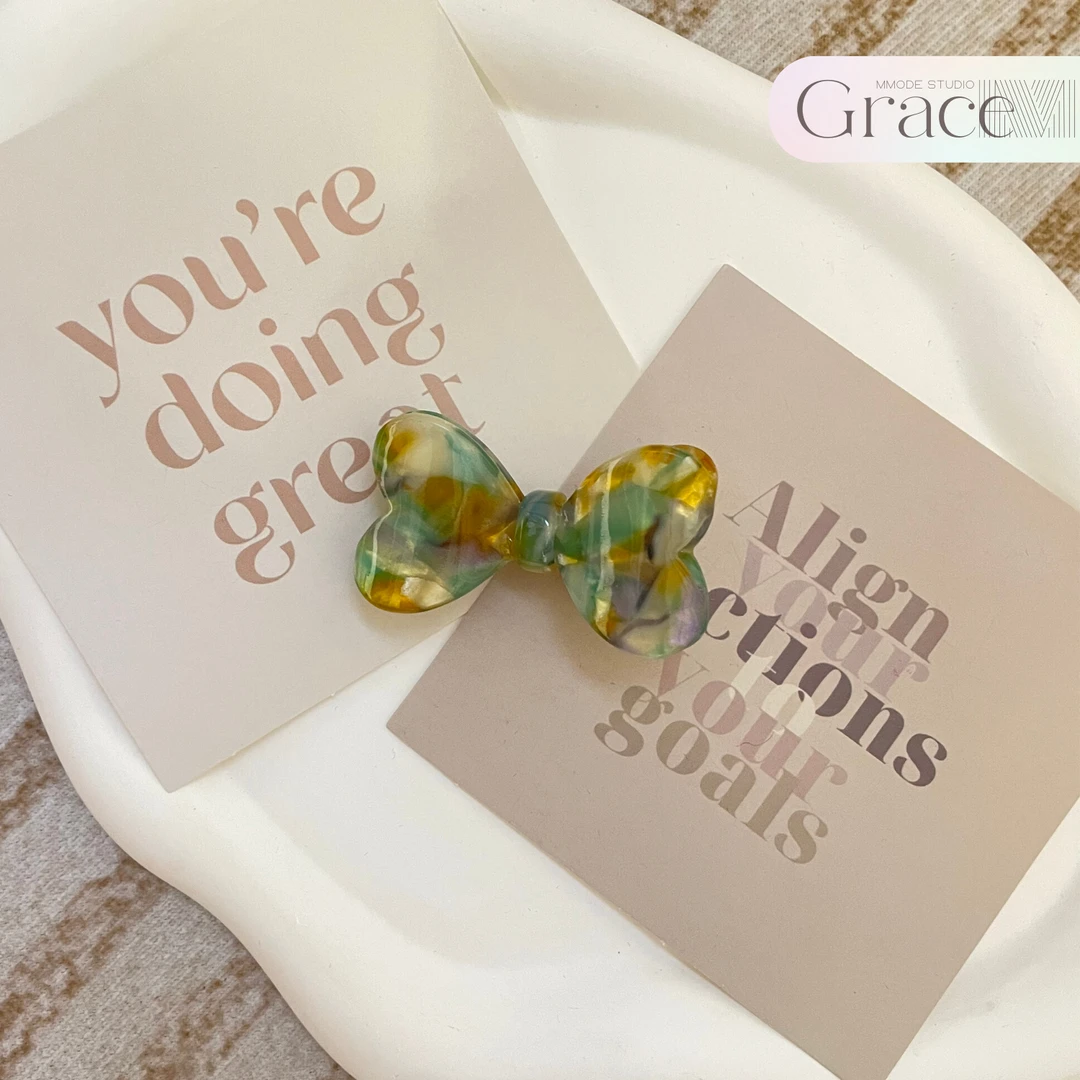 「绿宝石蝴蝶结」韩国24夏季新款鸭嘴夹刘海侧边夹刘海小夹子ins风