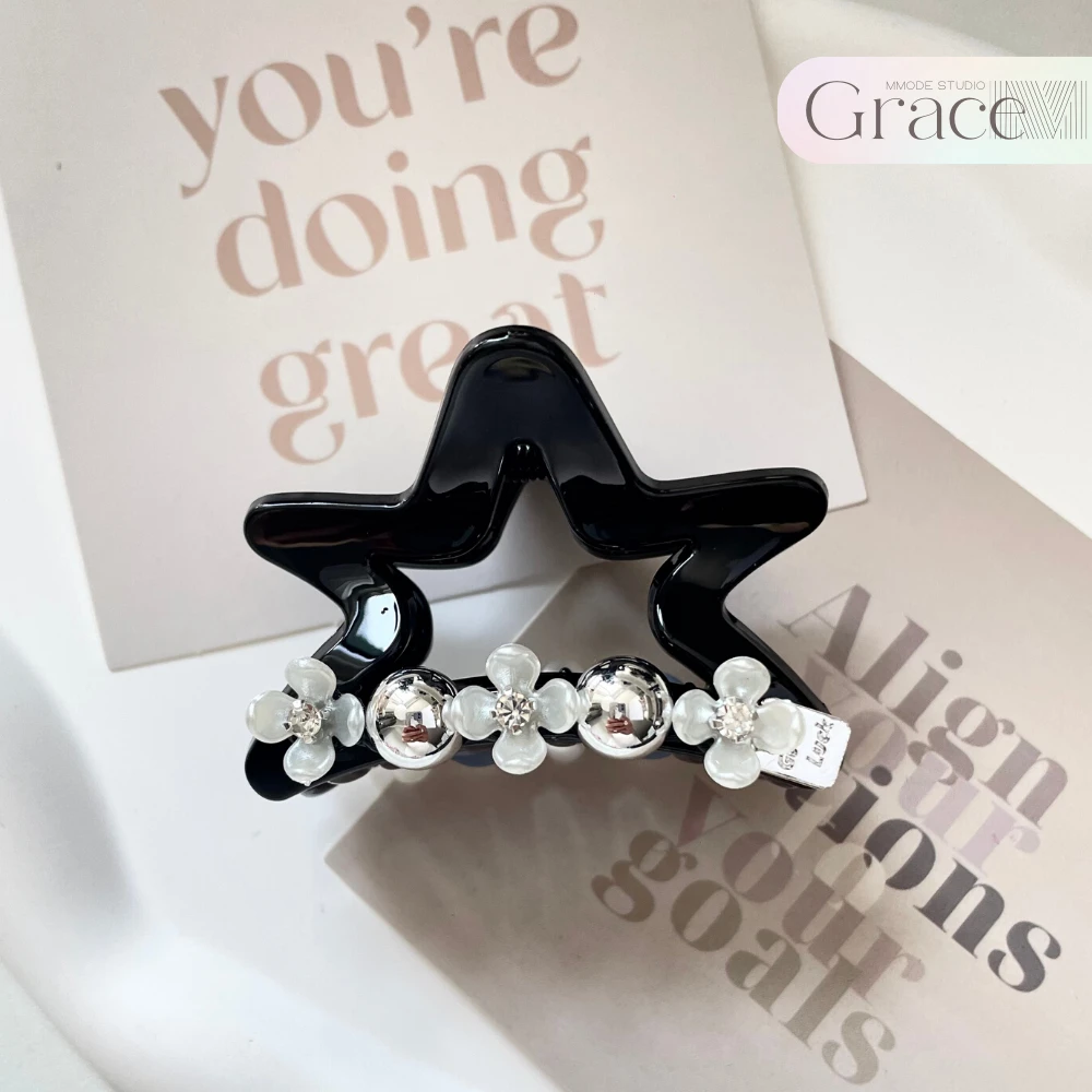 韩国醋酸星星ins风钻钻鲨鱼夹高马尾抓夹丸子头24夏季新款