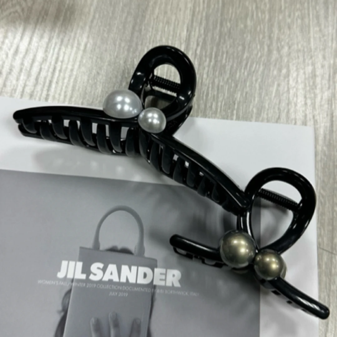 韩国 简约珍珠发夹鲨鱼夹后脑勺抓夹气质头饰
