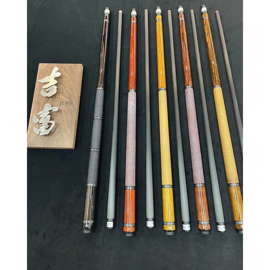 JFlowers素面台球杆现货黑科技前节中式黑八九球大头杆