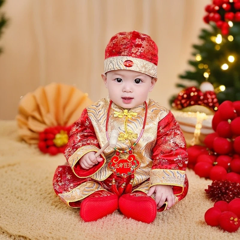 周岁礼服男女宝宝春秋夏婴儿新年装男女童生日抓周中式喜庆拜年服