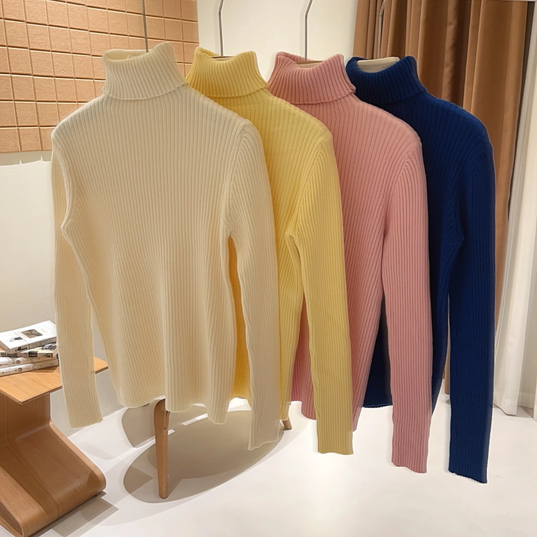 DYY品牌堆堆领简约设计打底衫秋冬纯色保暖修身毛衣YL3123