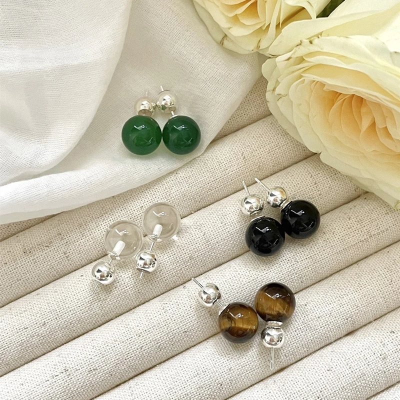 铜合金耳饰 Sophie buhai小众设计银针圆球耳钉简约气质高级耳饰