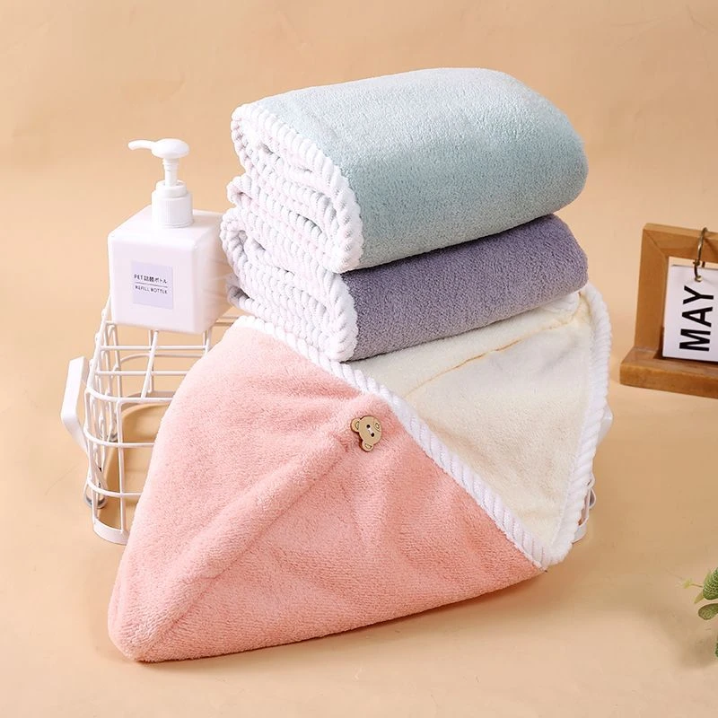 双层珊瑚绒干发帽超强吸水速干神器加厚包头毛巾可爱网红学生浴帽