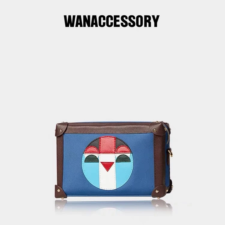 WANACCESSORY万蔻VOW OWL系列猫头鹰尼龙托特盒子蓝色女士短款