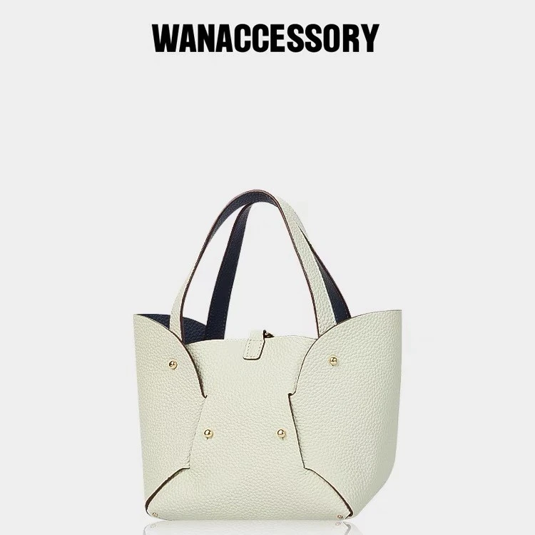 WANACCESSORY万蔻ALIAS系列头层牛皮菜篮子水桶包手提牛皮篮子包