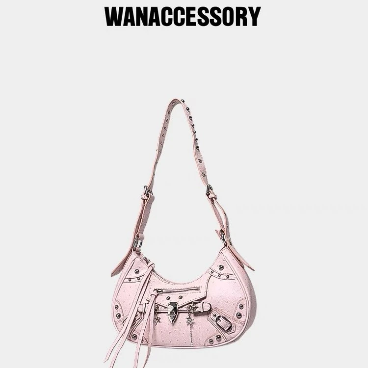 WANACCESSORY万蔻猫头鹰换脸铆钉机车月亮单肩斜挎包原创设计时尚