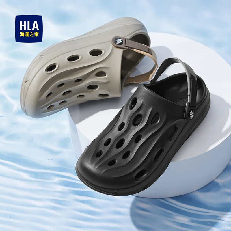 HLA/海澜之家男鞋新款春夏休闲透气舒适百搭洞洞鞋包头凉鞋拖鞋男