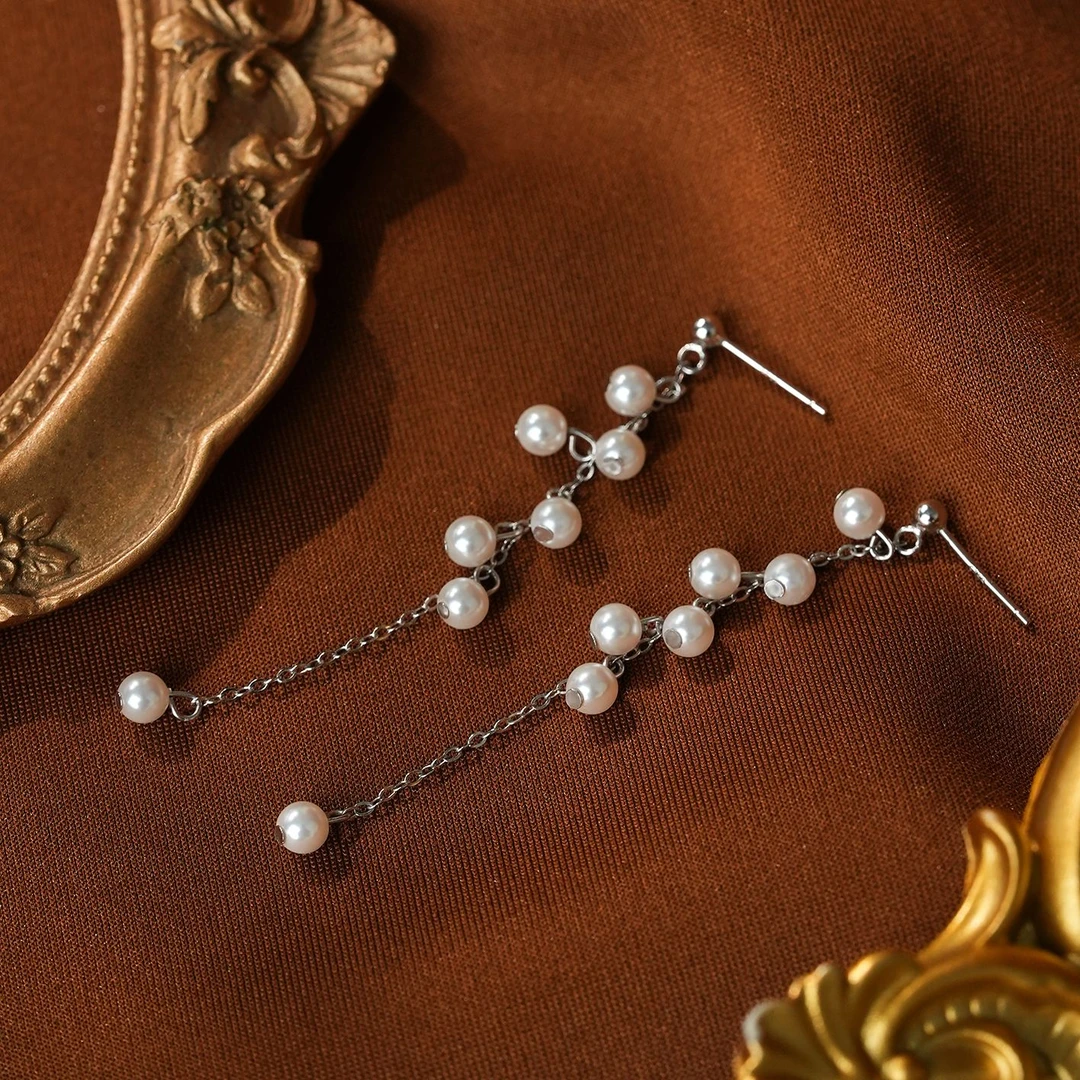 925银耳饰 硕果葡萄流苏耳钉甜美长款百搭气质时尚小清新女耳饰