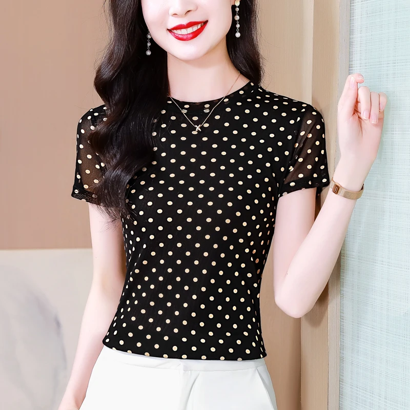 【粉丝专享】夏季短袖T恤女时尚圆领印花小衫气质显瘦洋气时髦上衣