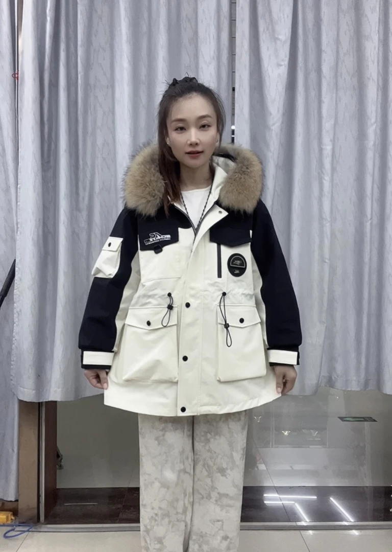 女款派克服青根貂内胆可拆卸连帽中长款冬季皮草外套