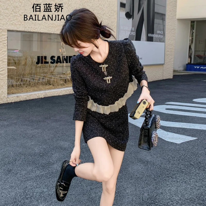 小香风套装裙2024春秋新款小个子高端精致名媛气质欧货短裙两件套