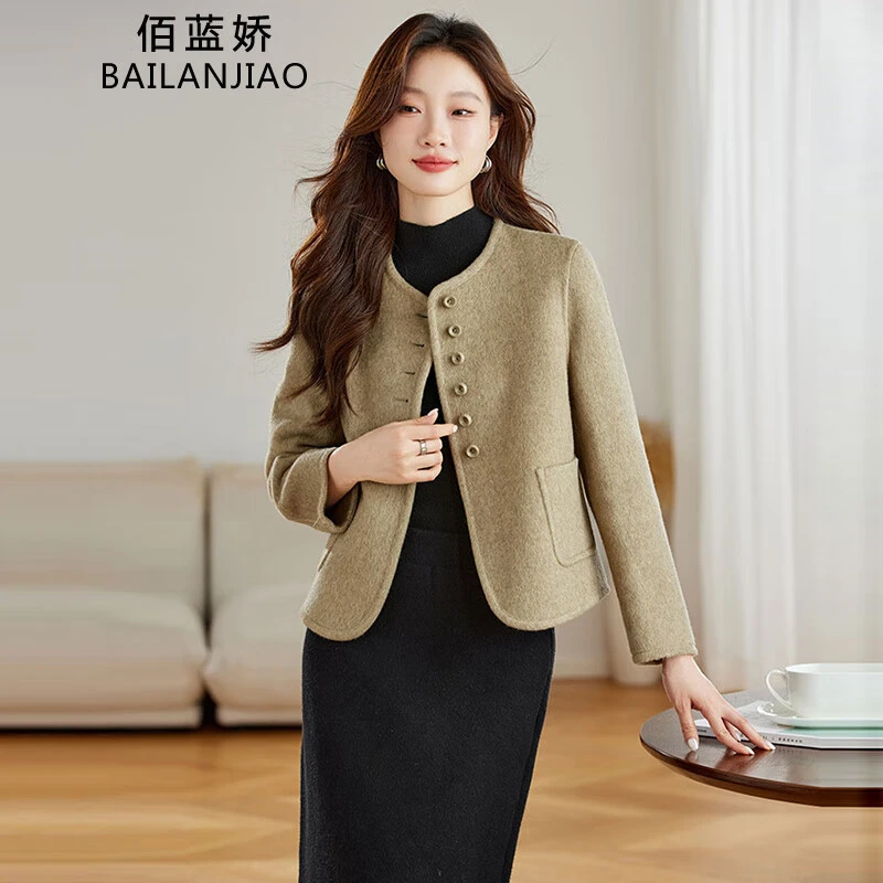 双面羊毛短款毛呢外套女2025春装新款小个子高级感时尚呢子大衣