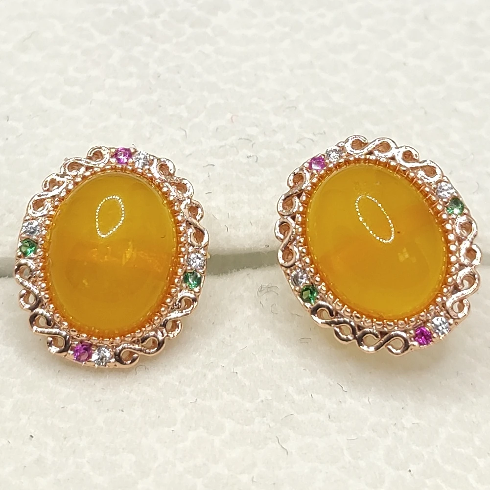 4013天然蜜蜡精致h耳钉d