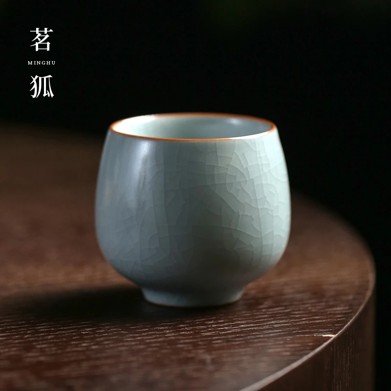 德化冰花釉汝窑陶瓷茶杯罗汉主人杯品茗杯家用陶瓷功夫茶具泡茶杯