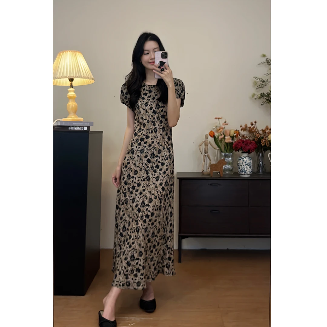 【清仓】【不退换】"月季"——夏季法式气质碎花斜裁重工连衣裙24301#