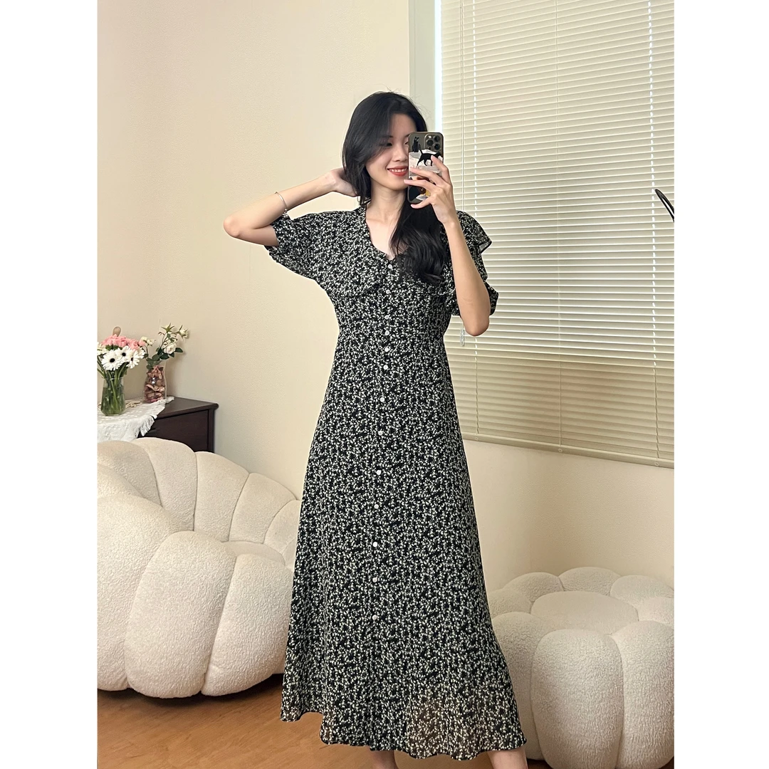 【清仓、不退换】"野花"——夏季复古气质收腰碎花显瘦连衣裙2360#