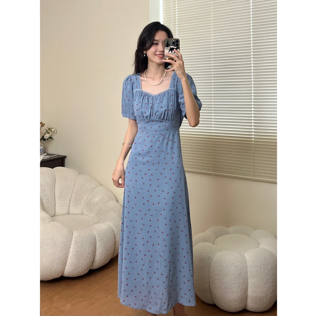 【清仓】【不退换】"蓝岚"——夏季法式春夏超显瘦连衣裙2393#