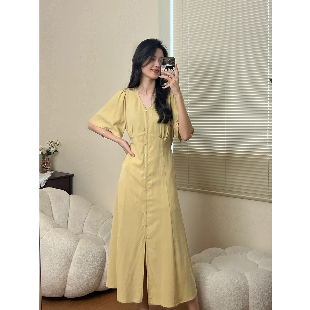 【清仓、不退换】"香蕉儿"——夏季法式气质收腰小众连衣裙2366#