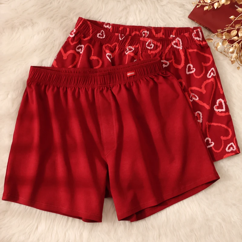 诚创优棉安可拉红内裤男士阿罗裤本命年四角平角短裤头裤衩男结婚