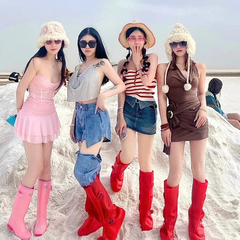 茶卡盐湖鞋套外穿防水沙漠防沙环保高筒脚套鸣沙山旅游装备雨鞋靴