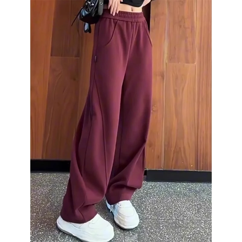 波西维拉加绒加厚阔腿裤女秋冬宽松显瘦休闲香蕉裤高腰直筒运动裤