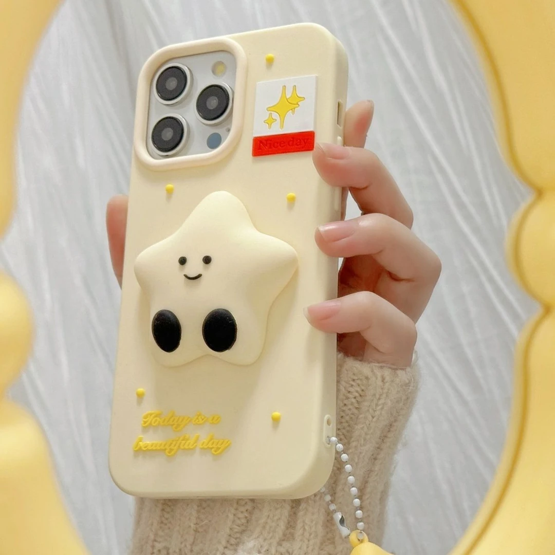 立体星星月亮适用16proMax手机壳苹果15promax硅胶14/12新13p支架