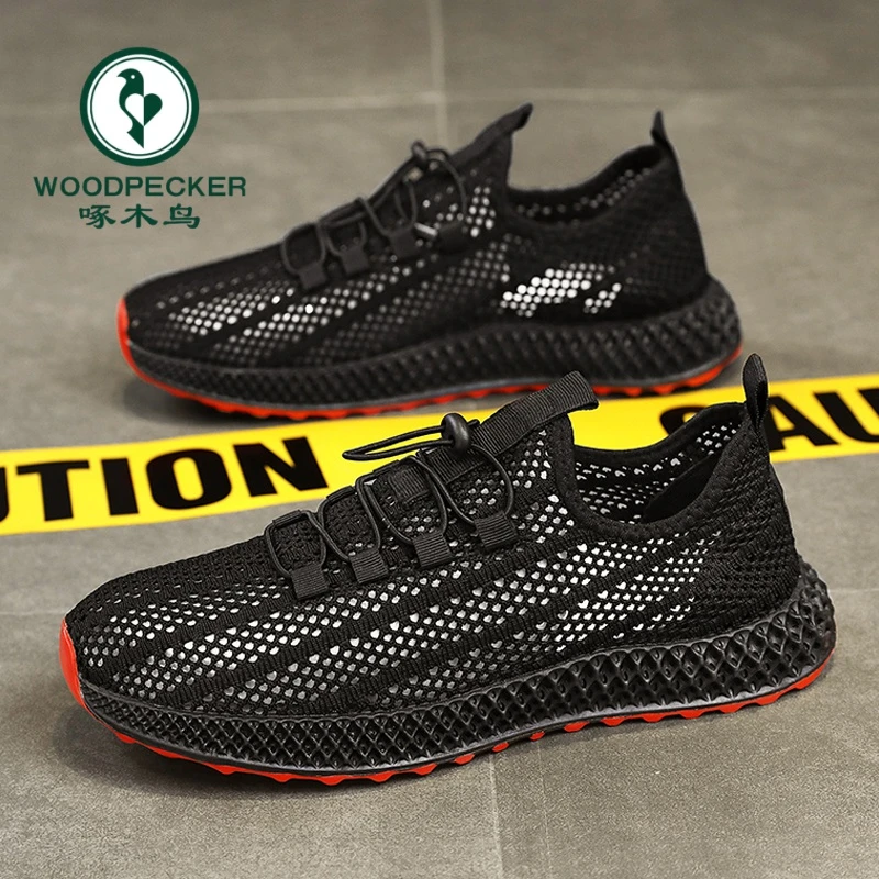 正品啄木鸟2025秋网眼镂空时尚透气休闲鞋防臭外穿洞洞沙滩网面鞋