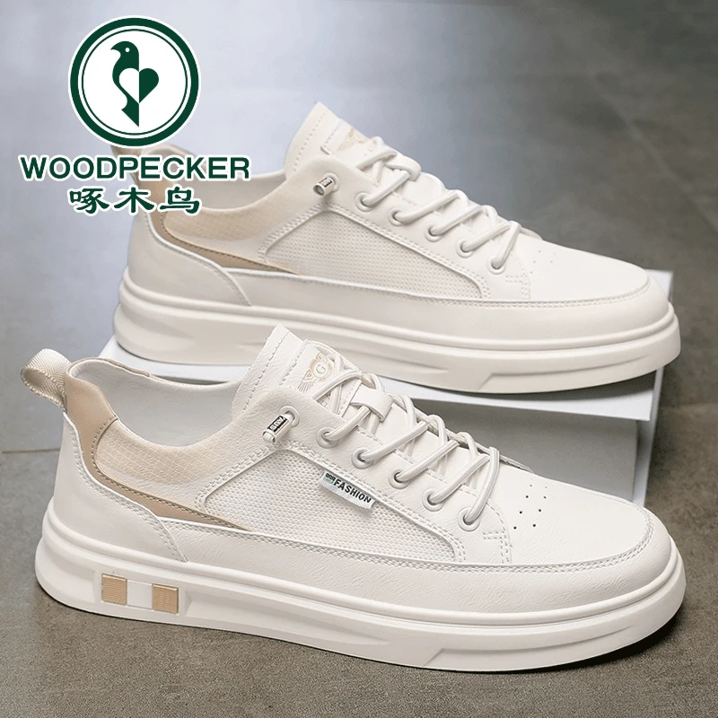【啄木鸟正品】男鞋春季透气薄款网面百搭休闲男士板鞋运动小白潮鞋