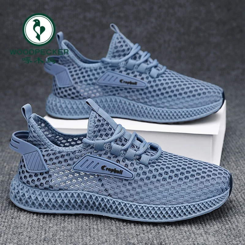 正品啄木鸟网面鞋男2025夏季新款透气镂空网鞋薄款休闲运动跑鞋