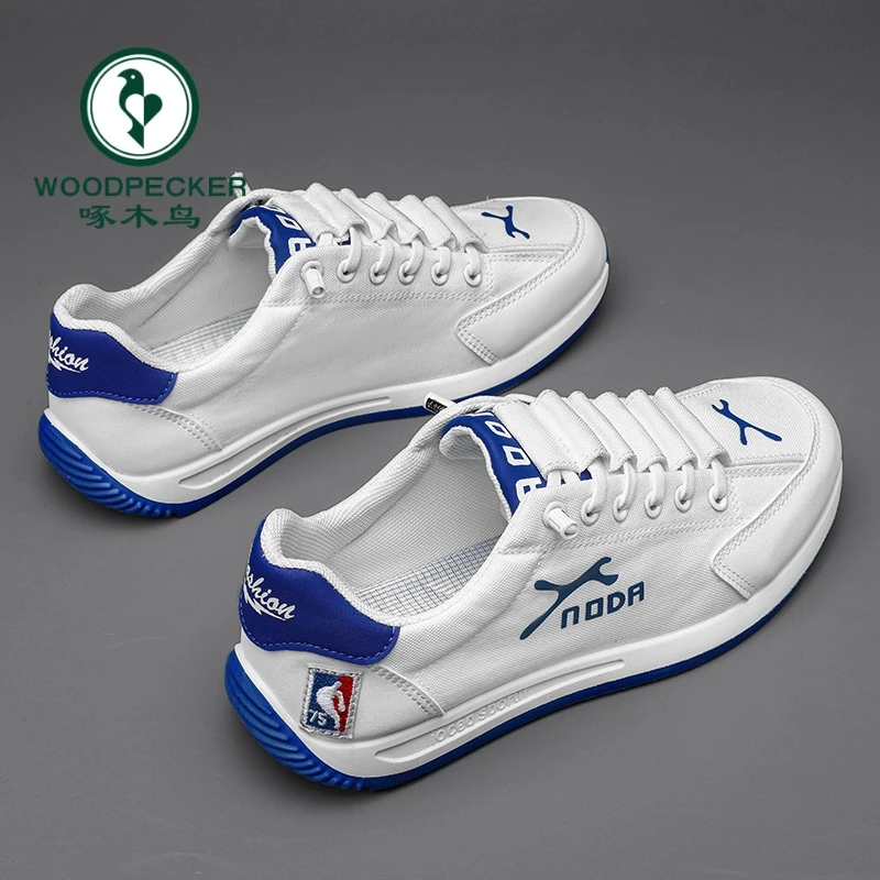 正品啄木鸟2025春季新款透气运动休闲男士帆布鞋男士舒适跑步鞋