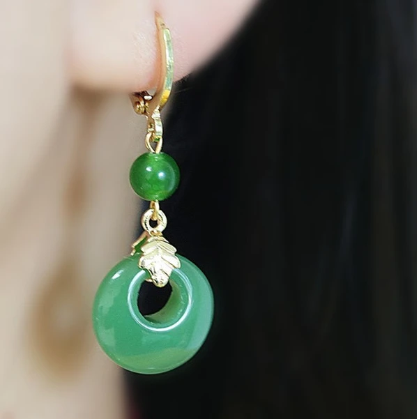 合金玻璃耳饰 手工古风耳坠风偏心扣耳环中复古国风防掉色耳饰