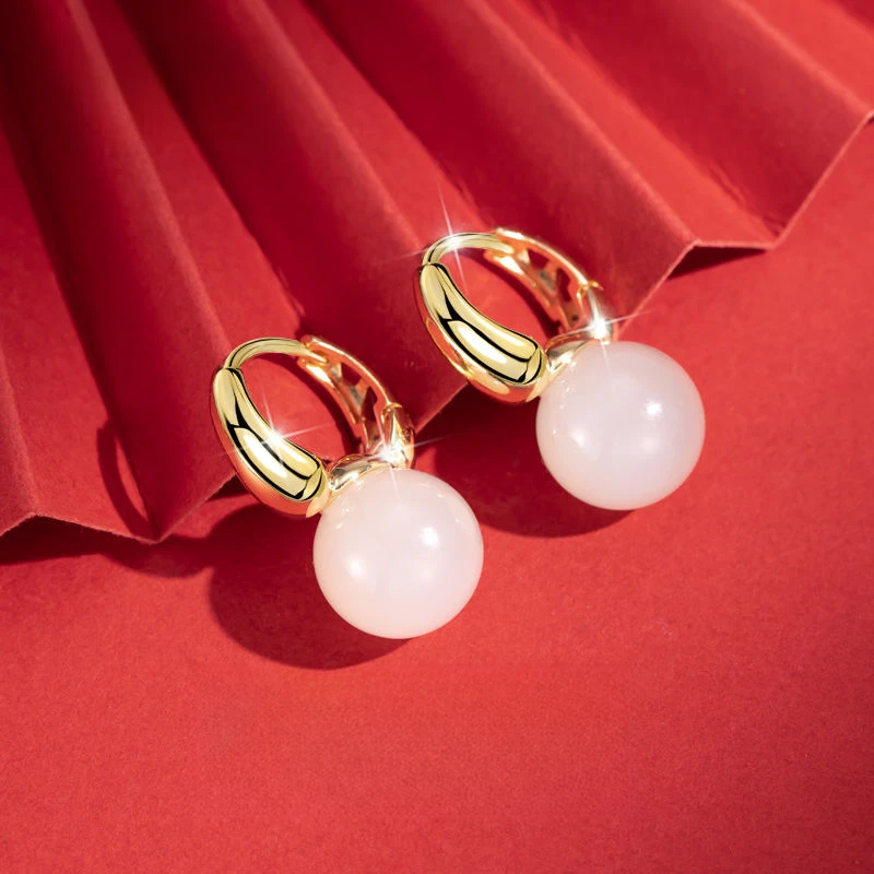 铜合金耳饰 精致耳环古风经典妈妈耳坠耳饰品气质白色轻奢耳扣