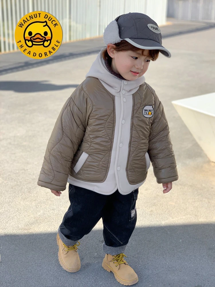 小黄鸭儿童冬季棉服男童加绒加厚上衣宝宝冬装外套休闲保暖棉袄潮