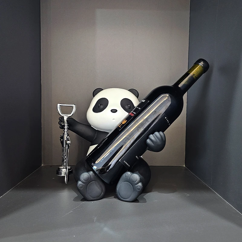 轻奢手工树脂实心酒柜展柜酒架 北欧艺术实物摆件ins风熊猫2123